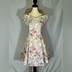VTG 90’s Jessica McClintock Girls Dress Floral Lace Cottagecore Sz 12 Pre-Teen